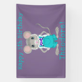 かわいいエレガント小さなマウスカスタム誕生日 横断幕 (縦)