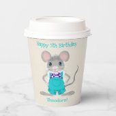 かわいいエレガント小さなマウスカスタム誕生日 紙コップ (正面)