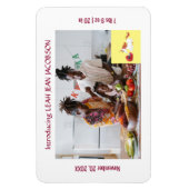 かわいいエレガント新生児ユニコーン誕生のお知らせ マグネット (縦)