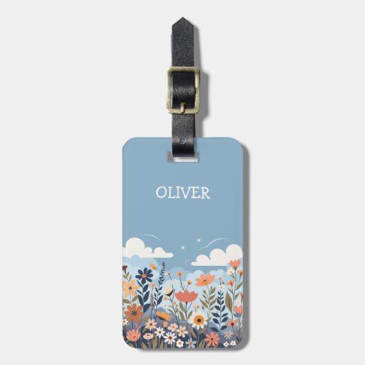 かわいいエレガント植物野草パーソナライズされた ラゲッジタグ (正面縦)
