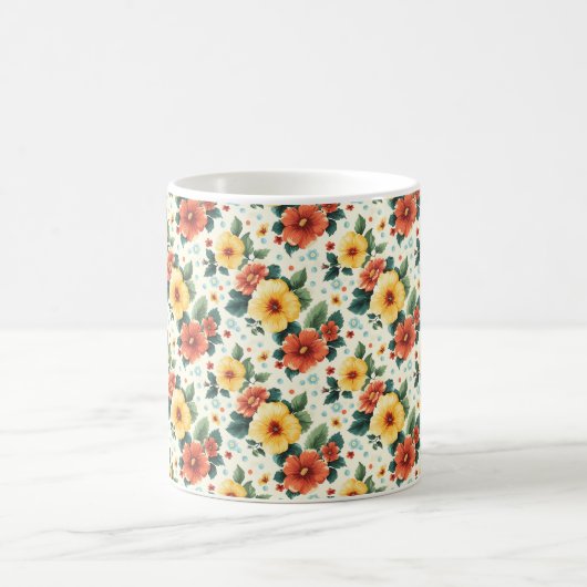 かわいいエレガント洗練されたシックなロマンチックなフローラ コーヒーマグカップ (中央)