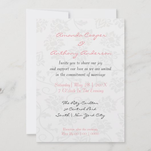 かわいいエレガント漫画のカップル 招待状 (裏面)