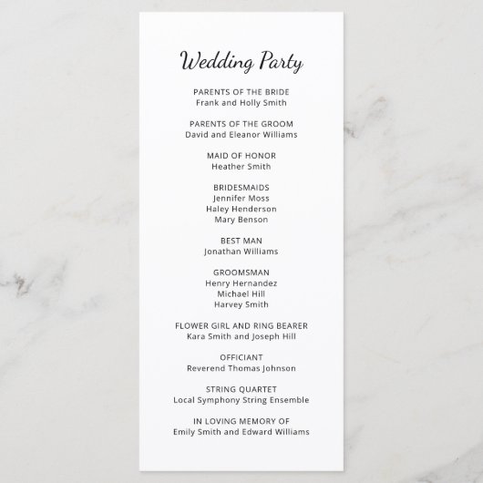 かわいいエレガント猫タイポグラフィ結婚式 プログラム (裏面)