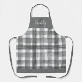 かわいいエレガント白黒プレイドモノグラムクリスマス エプロン (正面)