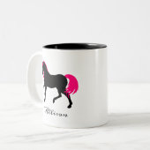 かわいいエレガント白黒&ホットピンクホース名を追加 ツートーンマグカップ (正面左)
