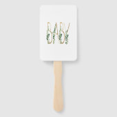 かわいいエレガント緑のフローラ赤ちゃんシャワー ハンドファン (裏面)