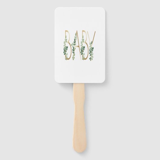 かわいいエレガント緑のフローラ赤ちゃんシャワー ハンドファン (裏面)