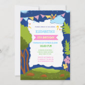 かわいいエレガント自然テーマキッドの誕生日 招待状 (正面)