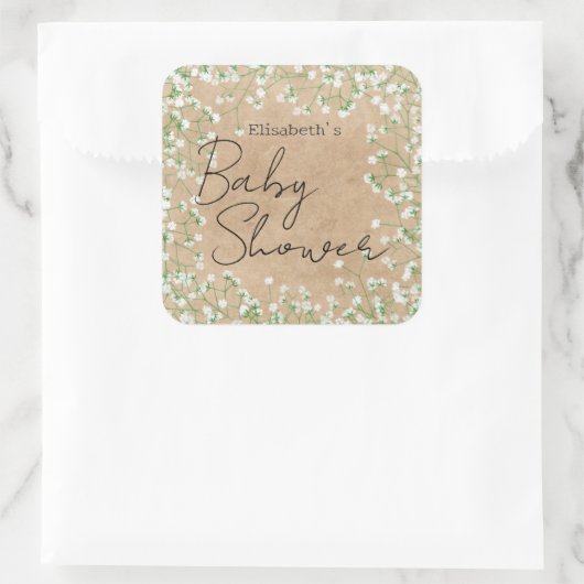 かわいいエレガント赤ちゃんの息フローラボホベイビーシャワー スクエアシール (バッグ)