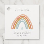 かわいいエレガント赤面ブルーハートレインボーベビーシャワー フェイバータグ (正面)