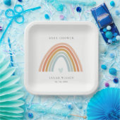 かわいいエレガント赤面ブルーハートレインボーベビーシャワー ペーパープレート (パーティー)