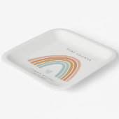 かわいいエレガント赤面ブルーハートレインボーベビーシャワー ペーパープレート (傾斜あり)