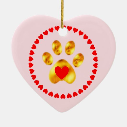 かわいいエレガント金ゴールド セラミックオーナメント (裏面)