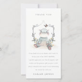 かわいいエレガント黄色ベビーヒッポ葉ベビーシャワー サンキューカード (正面)