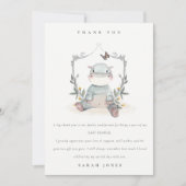 かわいいエレガント黄色ベビーヒッポ葉ベビーシャワー サンキューカード (正面)