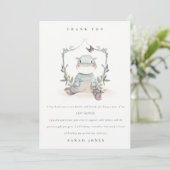 かわいいエレガント黄色ベビーヒッポ葉ベビーシャワー サンキューカード (スタンド正面)