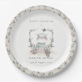 かわいいエレガント黄色ベビーヒッポ葉ベビーシャワー ペーパープレート (正面)