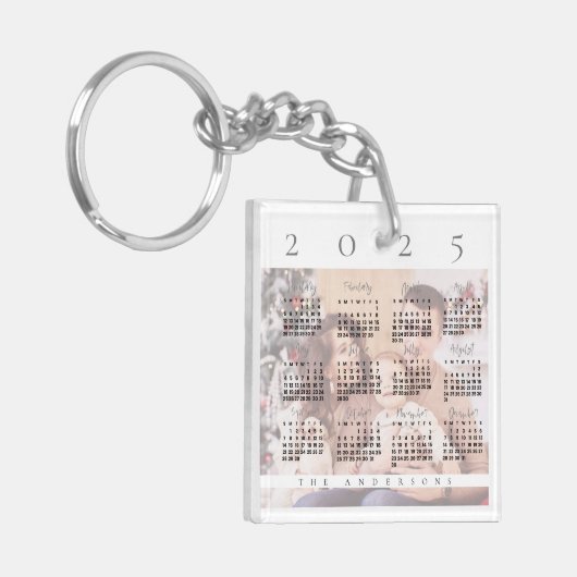 かわいいエレガント2024カレンダー家族の写真名 キーホルダー (正面左)