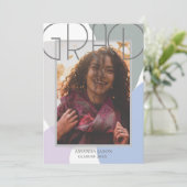 かわいいエレガント2025年グラッド写真卒業パーティー 招待状 (スタンド正面)