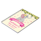 かわいいエレファントイエローローズベビーシャワーゲストブック ノートブック (左側)