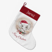 かわいいエレファントキッズクリスマスストッキング ラージクリスマスストッキング (正面 (吊り時))