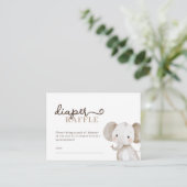 かわいいエレファントサファリオムツラッフルベビーシャワー エンクロージャーカード (スタンド正面)