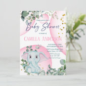 かわいいエレファントサファリジャングルワイルドピンクバブル 招待状 (スタンド正面)