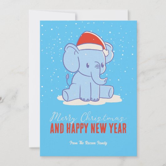 かわいいエレファントサンタ冬のホリデーメリークリスマス シーズンカード (正面)