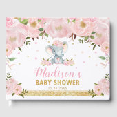 かわいいエレファントシック赤面ピンクフローラベビーシャワー ゲストブック (正面)