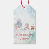かわいいエレファントバイクサファリジャングルバースデーパーティー ギフトタグ (正面)