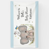 かわいいエレファントバニーベビーシャワーパーティーバナー 横断幕 (縦)