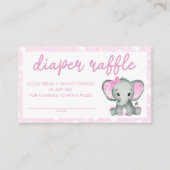 かわいいエレファントピンクおむつラッフルチケット エンクロージャーカード (正面)