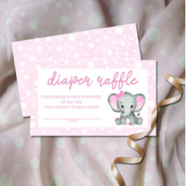 かわいいエレファントピンクおむつラッフルチケット エンクロージャーカード