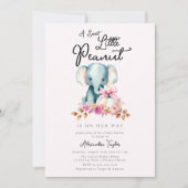 かわいいエレファントピンクカボチャ秋ガールベビーシャワー 招待状 (正面)