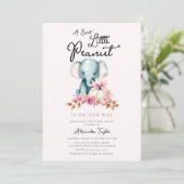 かわいいエレファントピンクカボチャ秋ガールベビーシャワー 招待状 (スタンド正面)