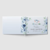 かわいいエレファントブルーフローラベビーシャワーゲストブック ゲストブック (全面)