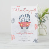 かわいいエンゲージメントパーティーねこ 現代 カジュアル 招待状 (スタンド正面)