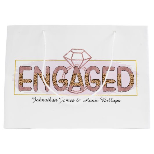 かわいいエンゲージメント  名前 パーティー ラージペーパーバッグ (正面)