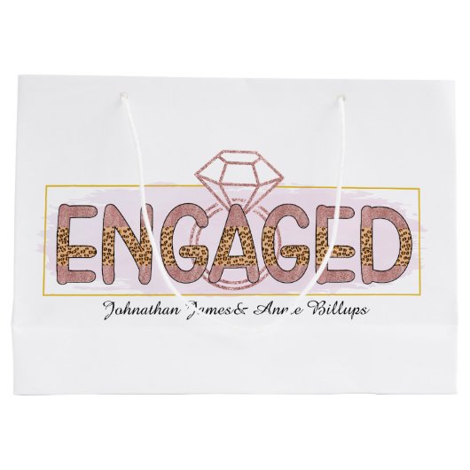 かわいいエンゲージメント  名前 パーティー ラージペーパーバッグ (裏面)