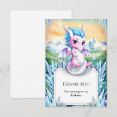 かわいいエンシャントアイスドラゴンの誕生日 サンキューカード (正面/裏面)