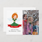 かわいいエンジェルファミリーハッピーホリデーズフォト シーズンポストカード (正面/裏面)