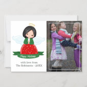 かわいいエンジェルファミリーハッピーホリデーズフォト マグネット招待状 (正面)