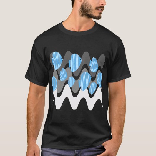 かわいいエンゼルフィッシュ ブルー Tシャツ (正面)