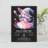 かわいいエンチャントレスウィザード誕生日 招待状 (スタンド正面)