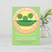 かわいいエンドウの三つ子の漫画イラストレーション 招待状 (スタンド正面)