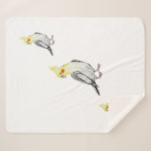 かわいいオウムの水彩画、コカティエル。 シェルパブランケット (正面(横))