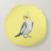 かわいいオウムの水彩画。 ラウンドクッション (正面)