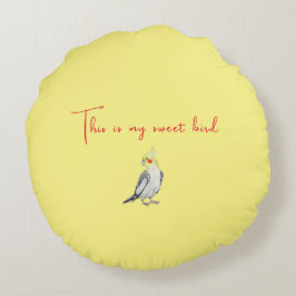 かわいいオウムの水彩画。 ラウンドクッション