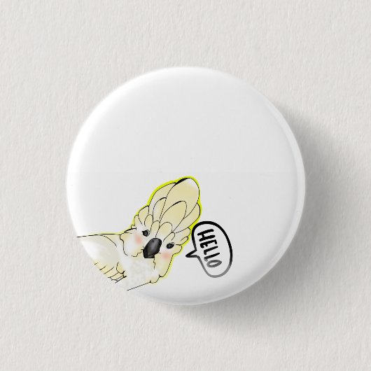 かわいいオウムの鳥 缶バッジ (正面)