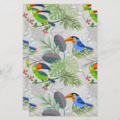 かわいいオウムの鳥、Everybirdyパターン、水彩画 (正面/裏面)